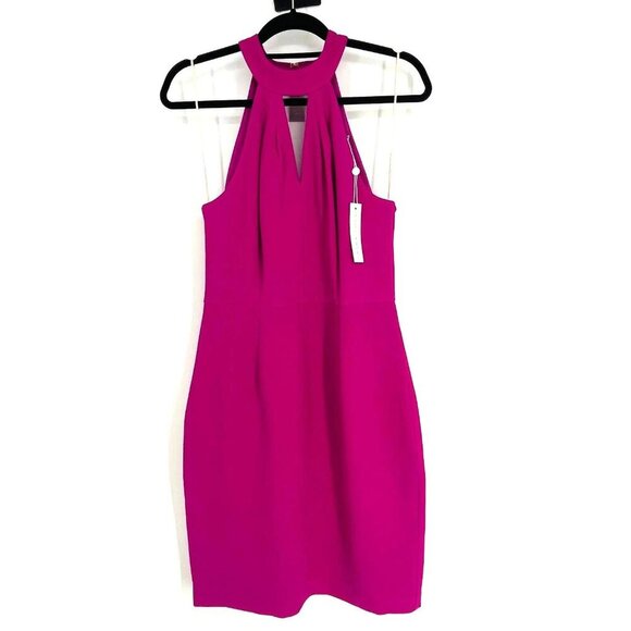 Trina Turk Dress 8 Jovial Halter-Neck Magenta NWT $228 - Picture 2 of 9